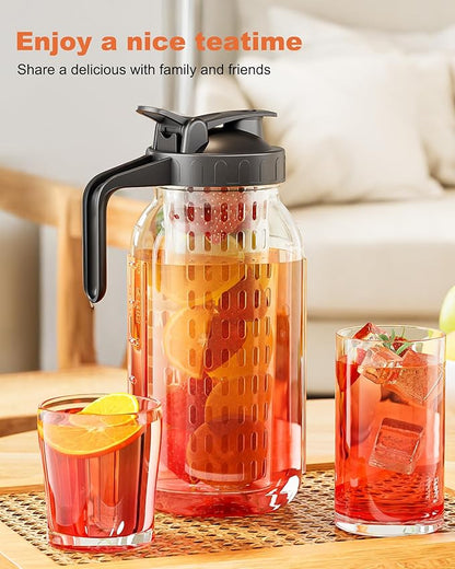 64oz Glass Mason Jar Pitcher – Airtight & Leakproof Glass Pitcher