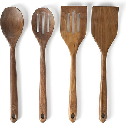 Martha Stewart Bainford 4-Piece Wooden Kitchen Utensil Set, Walnut – Cooking