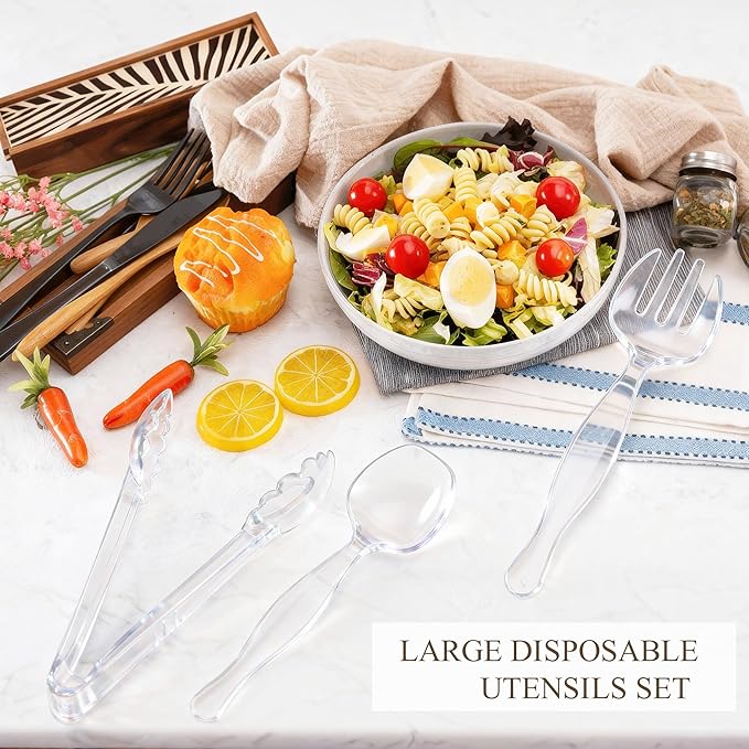 Mwellewm 48Pcs Plastic Serving Utensils Disposable Serving Spoons