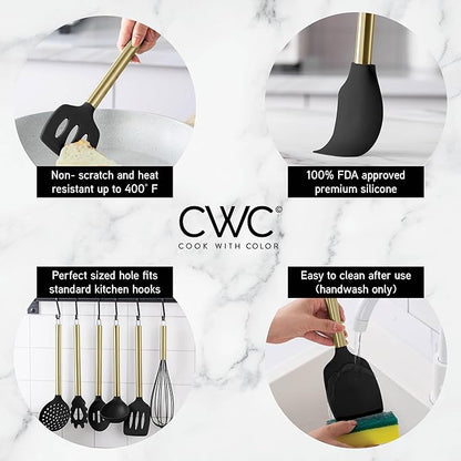 COOK WITH COLOR Silicone Cooking Utensils, Kitchen Utensil Set, Cooking Utensils