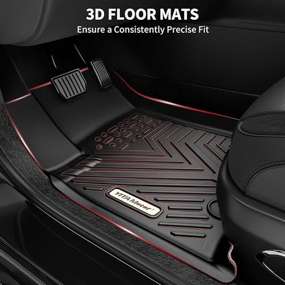 YITAMOTOR Floor Mats Compatible with 2015-2019 Ford Explorer Without 2nd Row Center Console, Custom Fit Floor Liners 1st & 2nd Row All- Weather Protection,Black