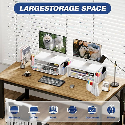 OPNICE Desk Organizers and Accessories, 2-Tier Computer Monitor Stand Riser