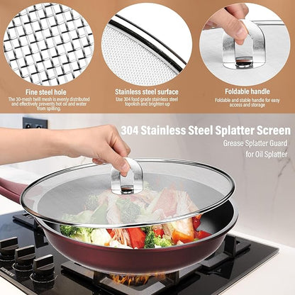 3 Pack Splatter Screen for Frying Pan 13" 11.5" 9.8" Stainless Steel Grease