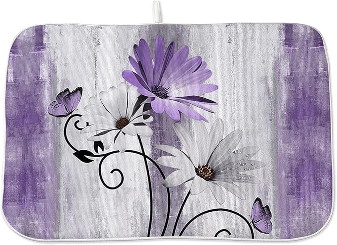 Floral Dish Drying Mat 18x24 Inches