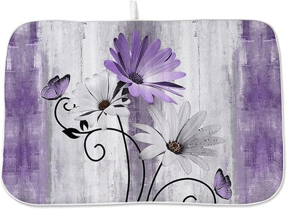 Floral Dish Drying Mat 18x24 Inches
