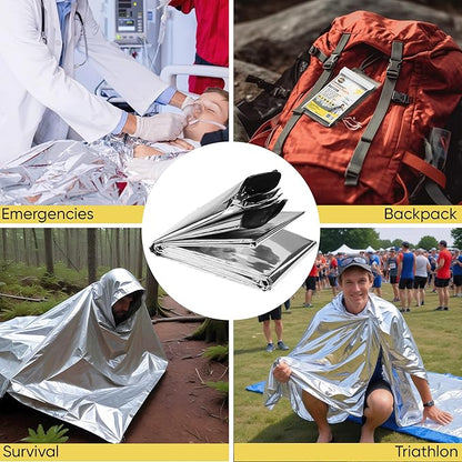 Emergency Mylar Blankets 130 * 210 Cm Large Reusable Thermal Space Blanket Survival Rescue Insulating Reflective foil kit Outdoors Hiking Camping Blanket First Aid Car Emergency Kit Pack of 100
