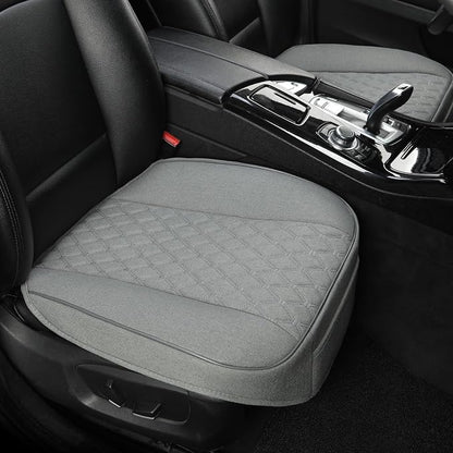 West Llama Linen Front Car Seat Cover Protector Anti-Slip Bottom Seat Cover Fits 95% of Vehicles,Wrapping Around The Bottom,Diamond Pattern(Gray-2Pcs)
