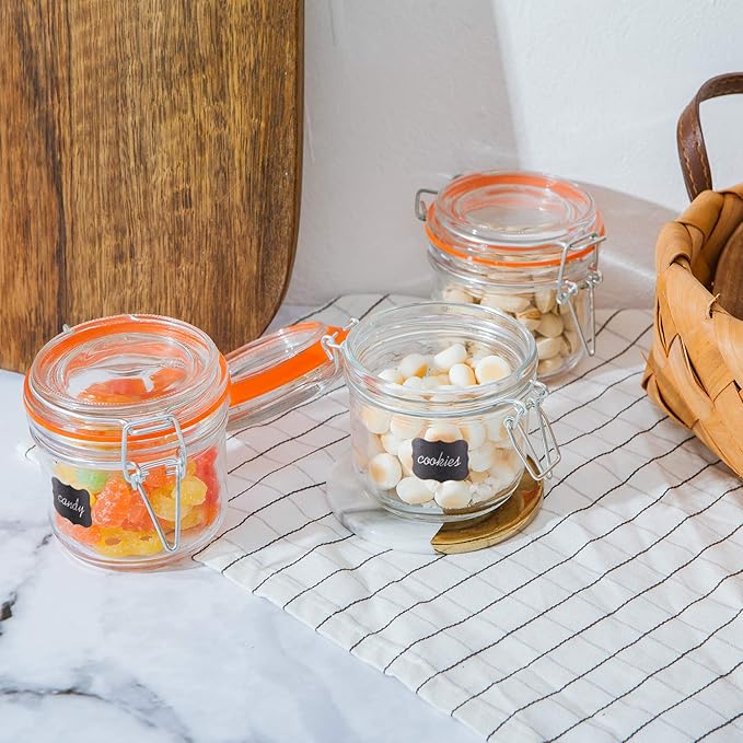 Encheng Glass Jars With Airtight Lids, 6 oz Mason Jars, Glass Jar With Leak