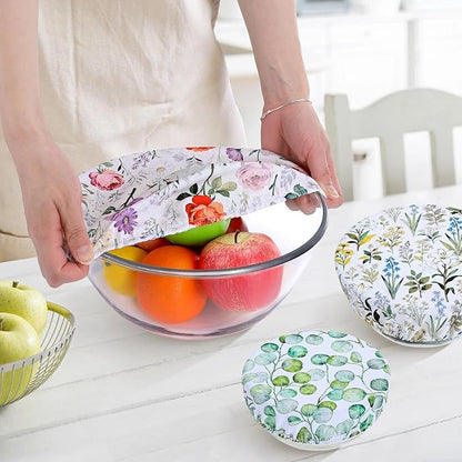 5 Pieces Bowl Covers Reusable, 5 Size Elastic Cloth Bowl Covers