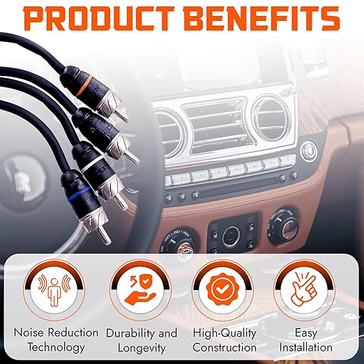 Elite Audio Premium Series 20ft. 4-Channel Car Audio RCA Cable – Double Shielded