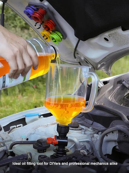 SMART JERRY - Spill-Proof Engine Oil Funnel Kit｜Oil Change Funnel w/ 12
