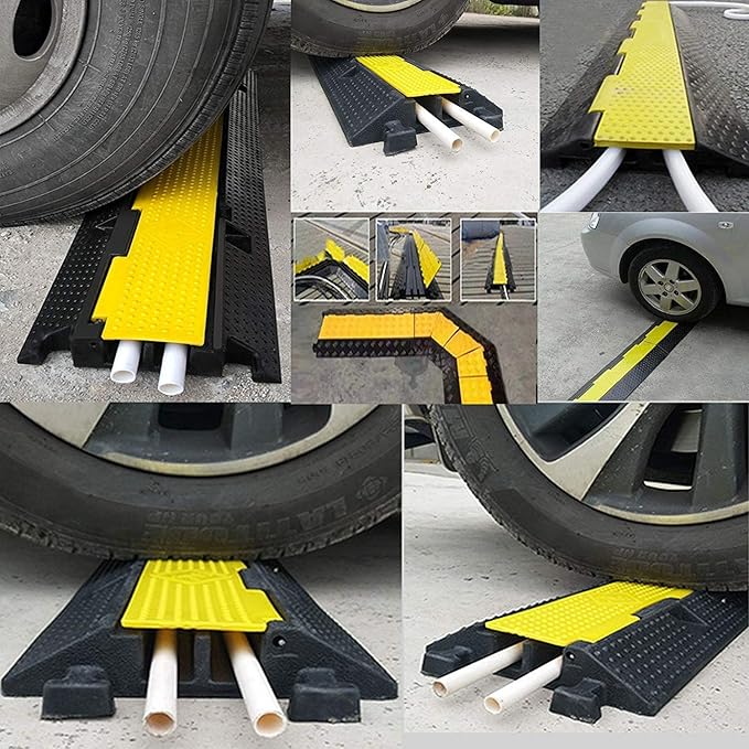 Reliancer 3 Pack Dual Channel Rubber Cable Protector Ramp 2 Channel Traffic