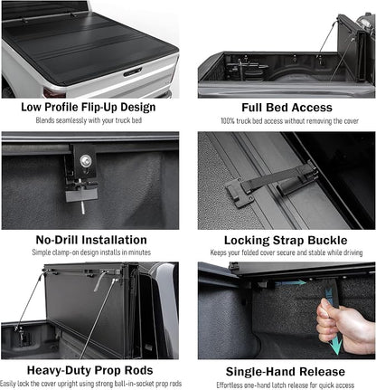 Toptiny Low Profile Flip Up Truck Bed Tonneau Cover Fits 2019-2026 Chevy/GMC Silverado/Sierra 5'8" Bed (69.6")