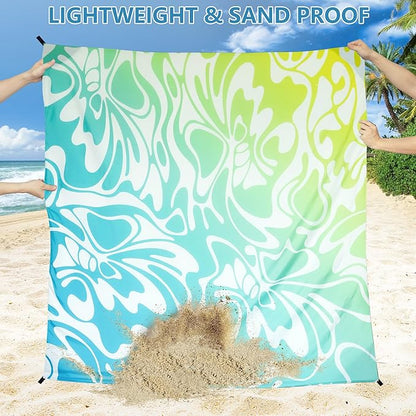 WIWIGO Beach Blanket Waterproof Sandproof Beach Mat 79" X 83"/10'x9'for 2-8