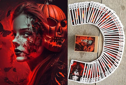 Gothic Halloween Playing Cards (Poker Deck 54 Cards All Different) Gothic Witches at Halloween Night Thriller Halloween Posters