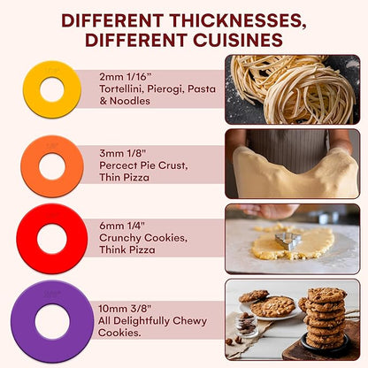 Kitchtic Rolling Pin with Thickness Rings