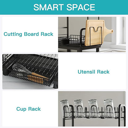 romision 2 Tier Compact Stainless Steel Dish Drainers Drying Rack