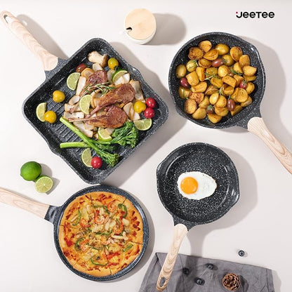 JEETEE 24Pcs Ceramic Cookware Set, Kitchen Healthy Non Toxic Induction Cookware