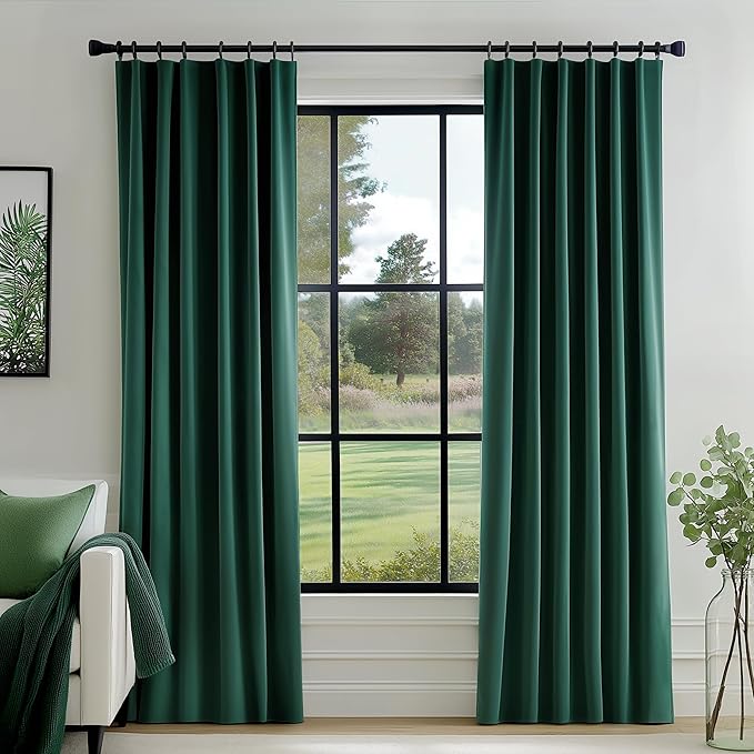 FMFUNCTEX Velvet Curtains Emerald Green Thermal Insulated Curtains