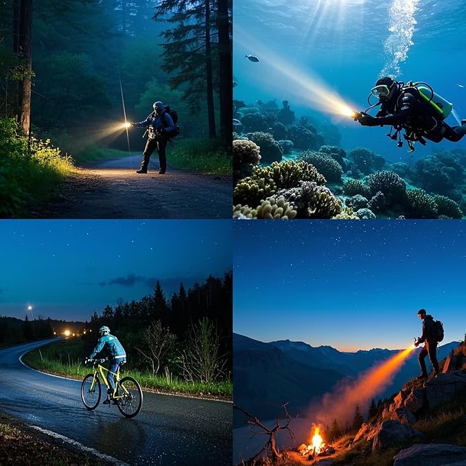 Dive Light Scuba Diving Flashlight Dive Torch Rechargeable,3500Lumens 6 Modes Underwater Light,IPX8 Waterproof Flashlight, Safety Dive Lights with Power Indicator for Night Diving