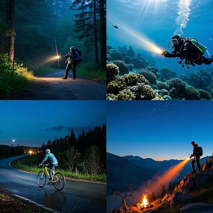Dive Light Scuba Diving Flashlight Dive Torch Rechargeable,3500Lumens 6 Modes Underwater Light,IPX8 Waterproof Flashlight, Safety Dive Lights with Power Indicator for Night Diving