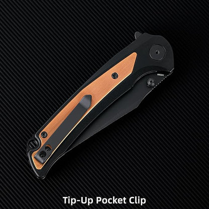 EDC Pocket Knife, 3.6" 14C28N Aluminium With Steel Inlay Handle, Folding Knife for Camping Hiking Hunting Outdoor