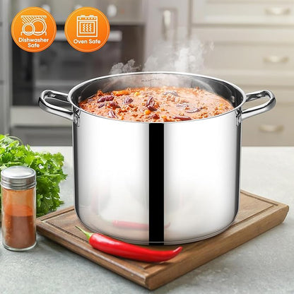 E-far 16 Quart Stainless Steel Stock Pot, Large Heavy Duty Induction Stockpot
