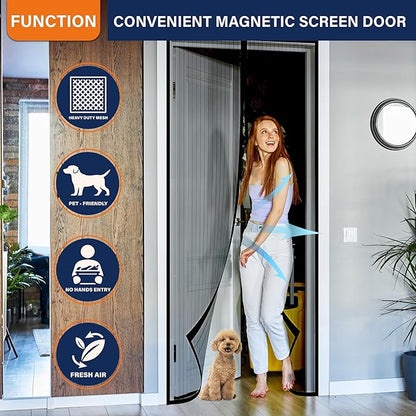 Magnetic Screen Door, Fit Door Size 48 x 80 Inches, Screen Doors