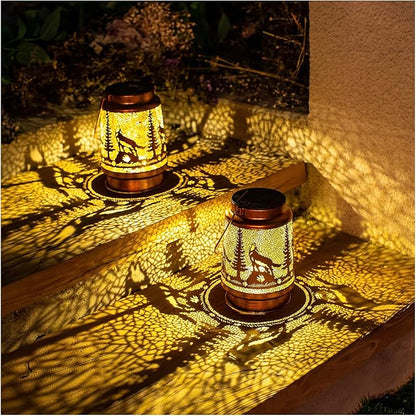 Wolf Solar Lanterns Outdoor Waterproof Hanging Solar Lights Wolf Gifts for Women Men Metal Decorative LED Wolf Lanterns for Garden Decor,Yard,Patio,Lawn,Tabletop,Pathway,Landscape