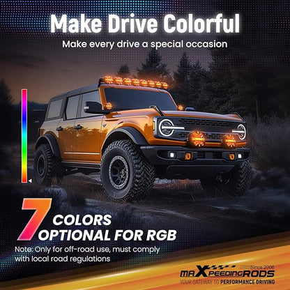 maXpeedingrods 3.5 Inch 160W LED Off Road Lights19,200LM, 7 RGB Colors Round Pod Light, Side Shooter Lights 270°Wide Range, Multicolor LED Light Bar for SUV, Pickup, ATV, UTV, Truck, Motorcycle