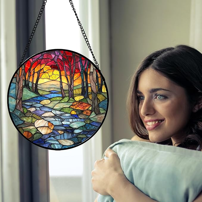 AMDERVEN Stained Glass Window Hanging