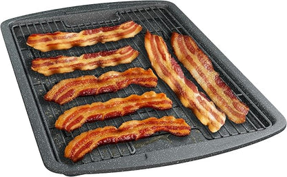 Cookie Sheet with Wire Rack Set, 2-Piece Nonstick Gray Marble Carbon Steel Pan
