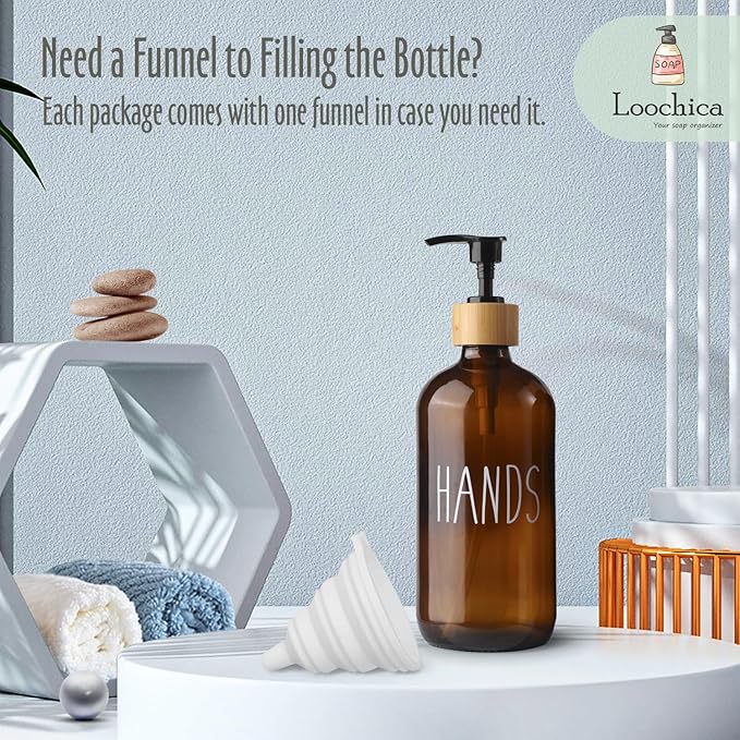 LOOCHICA Hand Amber Glass Soap Dispenser