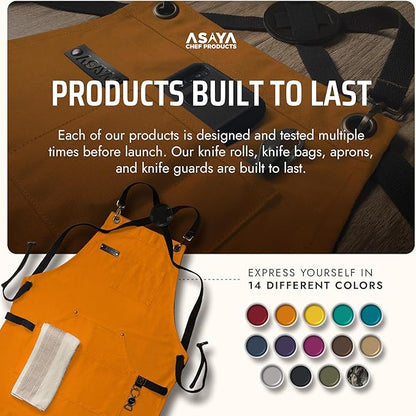 Asaya Chef and BBQ Apron with Bottle Opener and Hand Towel - 10oz Cotton Canvas