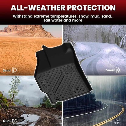LASFIT Floor Mats for Toyota Prius 2010-2011, All Weather TPE Custom Fit Easy Clean Durable No-Curling Floor Liners for Prius 2010 2011 Front & Rear 2 Row Car Mats, Black
