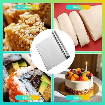 2 Pack Stainless Steel Dough Cutter & Pastry Scraper, Bench Knife