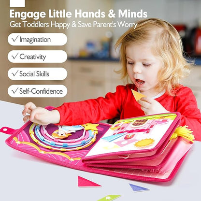 hahaland Toys Ages 3-5 Girls - Busy Board Princess Toy 3 Year Old Girls - Toddlers Quiet Busy Book for Toddlers 3-5 Pretend Play - Montessori Toys 3-4 Year Old Girl Birthday Gifts