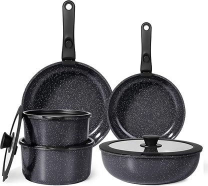 GiPP Ceramic Pots and Pans Set Non Stick, 11 Piece Nonstick Detachable Handle Cookware Sets, Non Toxic Induction Kitchen Pot and Pan with Removable Handle, Healthy RV Cookware, Dishwasher ＆Oven Safe