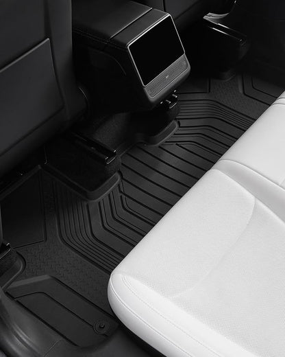 3W 2025 2026 Tesla Model Y Juniper Floor Mats with Rear Cargo Mat & Backrest Mat TPE Anti-Slip All Weather Accessories, Vigormold™