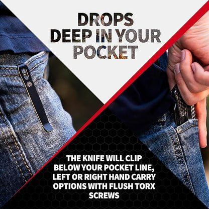 Off-Grid Knives - MAMBA V3, Large EDC Knife with MagnaCut Blade Steel, Titanium Scales and Hardware, Manual Ball Bearing Flipper, Four Finger Grip, Deep Pocket Carry (Blackout)