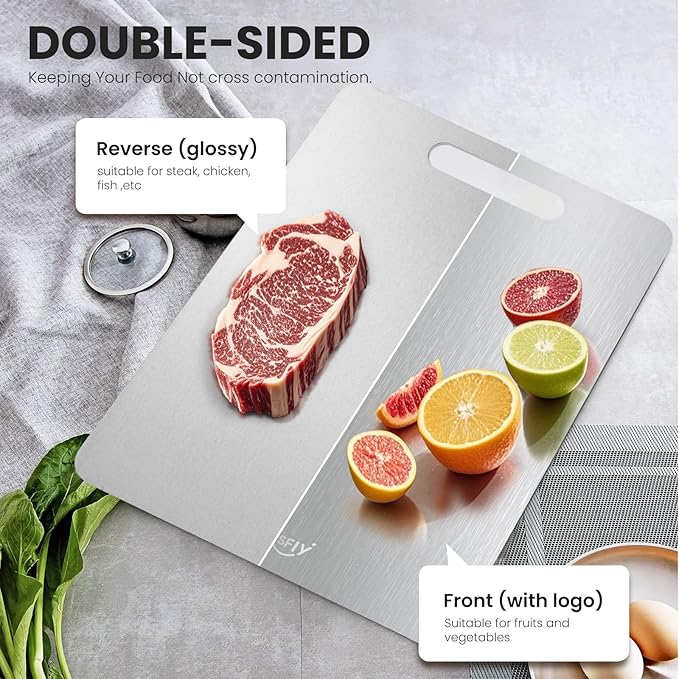 2 Pack Titanium Cutting Board -100% Pure Titanium Cutting Boards