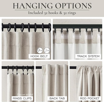 112 Inch Curtains 2 Panel Set Modern Decorative Dark Out Pleated Curtain