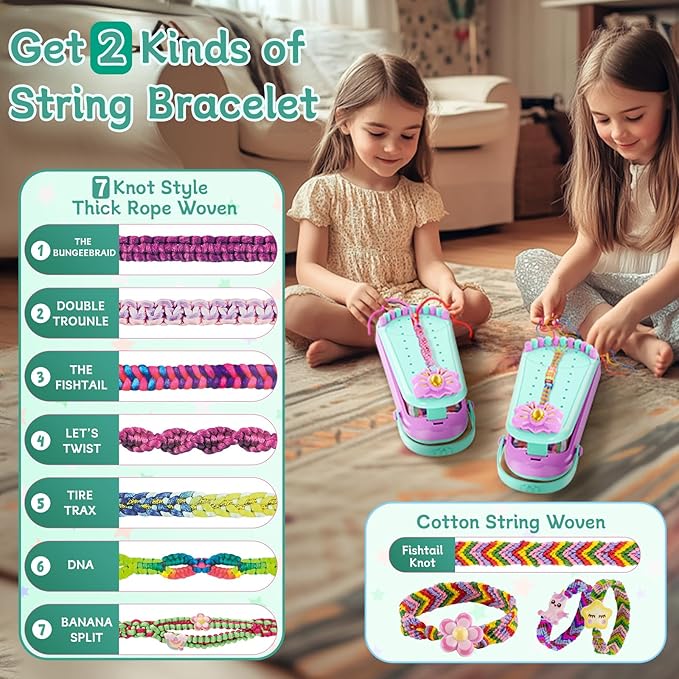 Friendship Bracelet Making Kit for Girls - DIY Bracelets Maker Art and Craft Kits for Kids - Jewelry String braiding Set Toys for Age 6 7 8 9 10 11 12 Year Old Girl Christmas Birthday Gifts - Cyan