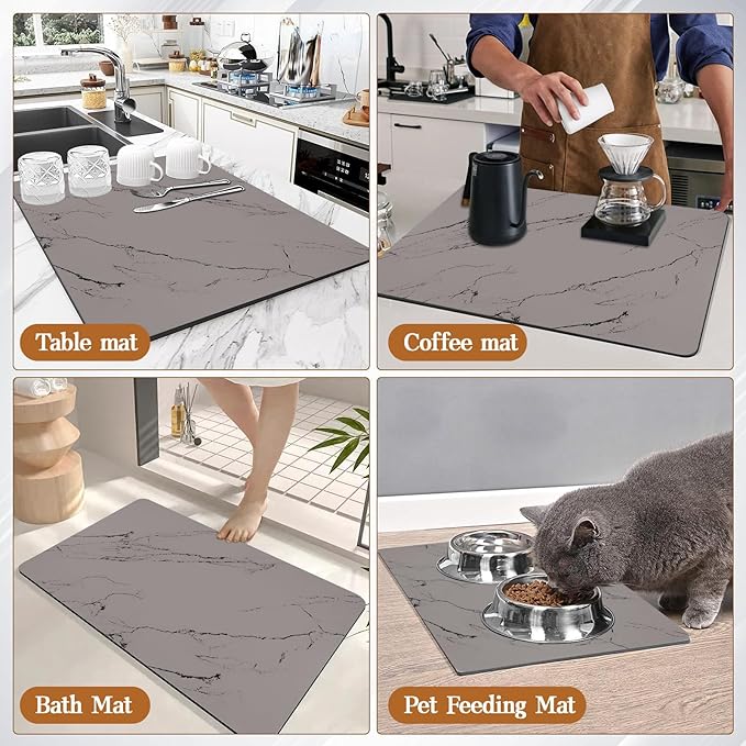 Dish Drying Mats for Kitchen Counter, Quick Dry Dish Rack Pad