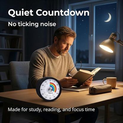 Searon Quiet Visual Timer with Magnet, Countdown Timer with Rainbow Disk and