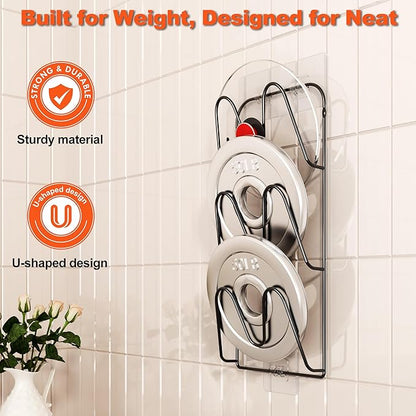 2 Pack Pot Lid Organizer, 6-Tier Pots and Pans Lid Organizer Under Cabinet