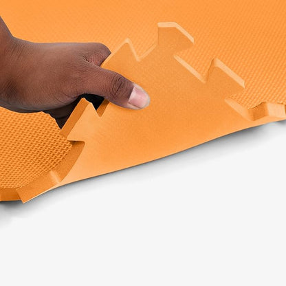 FlooringInc's 1/2" Soft Non-Toxic Baby Play Mat, Toddler Playmat, Colorful Puzzle PlayMat, Floor Mats for Kids & Babies, EVA Foam Interlocking Tiles for Nursery & Playroom | Orange, 15 Tiles, 60 Sq/Ft