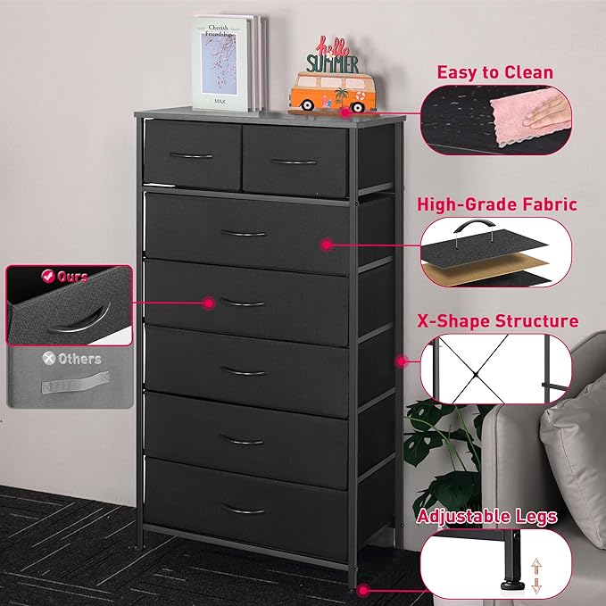 Mifuro Tall Dresser for Bedroom, Vertical Storage Organizer Tower