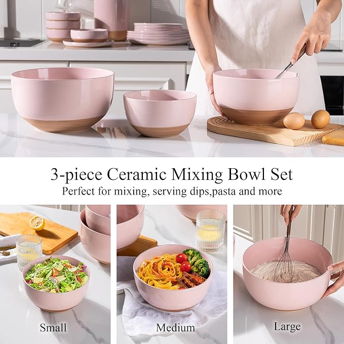 AmorArc Ceramic Mixing Bowls|Nesting Bowls Set of 3