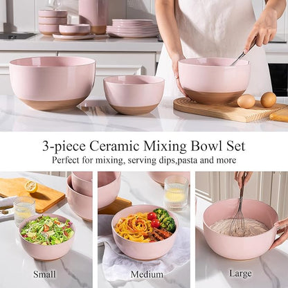 AmorArc Ceramic Mixing Bowls|Nesting Bowls Set of 3